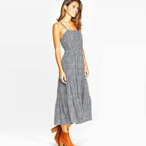 Floral Sleeveless Button-Front Tiered Midi Dress